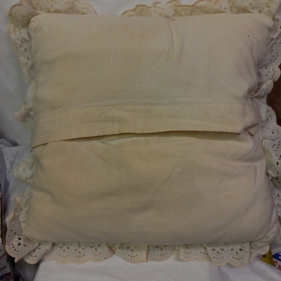 VINTAGE Handmade Hearts Quilted Throw Pillow Cover 12" - Picture 3 of 3